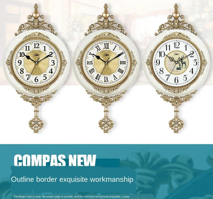 Retro European Style Wall Clock Watch Living Room Mute Pendulum Clock Elegant Taste Family Gift Art Decoration    Home Decor Supply | Online Retail | ShoreShopper.com