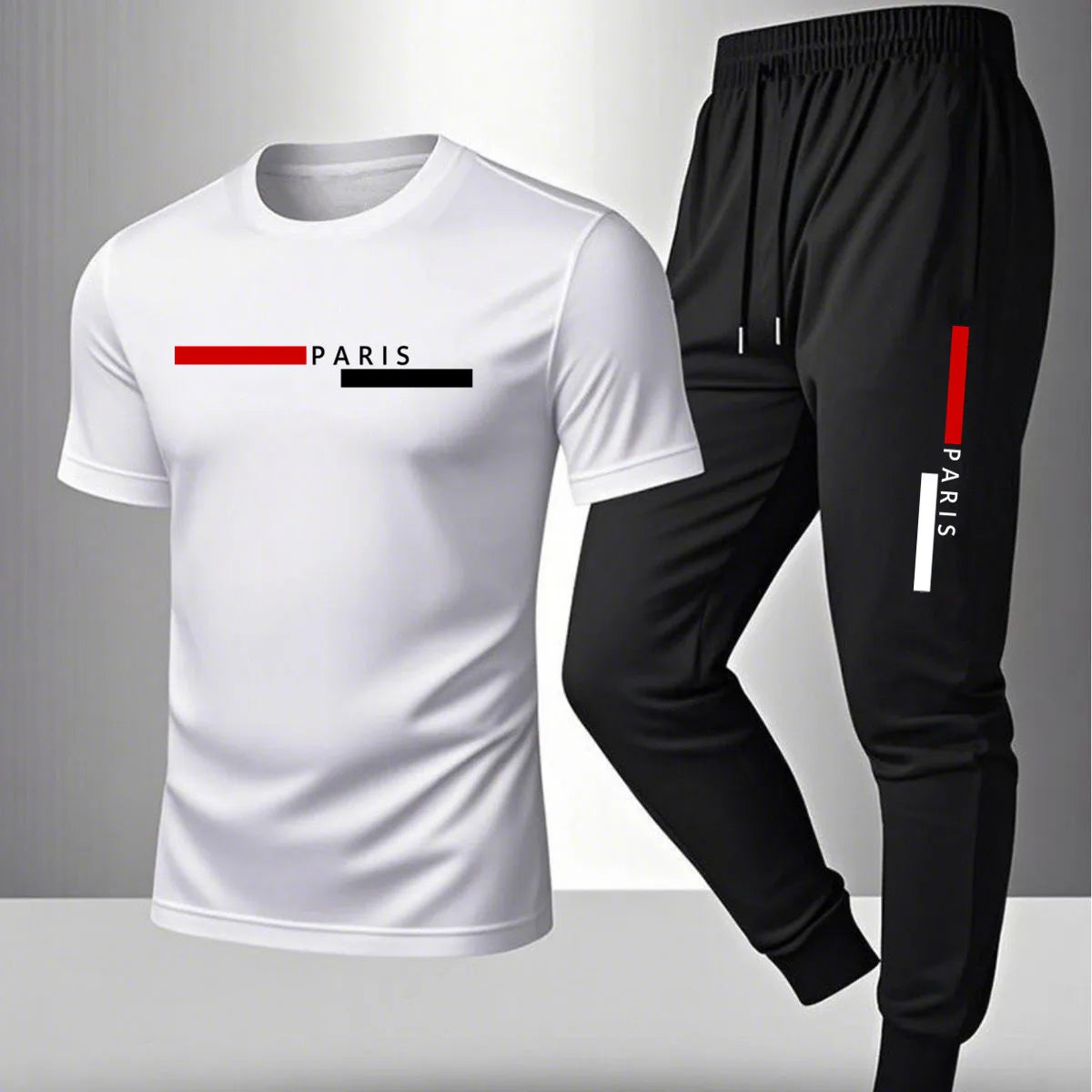 2026 NEW Men's Summer Casual Pants+Short Sleeve T-shirt Set Paris Paris Paris Printed Two Piece Set Men's Sports Set    Home Decor Supply | Online Retail | ShoreShopper.com