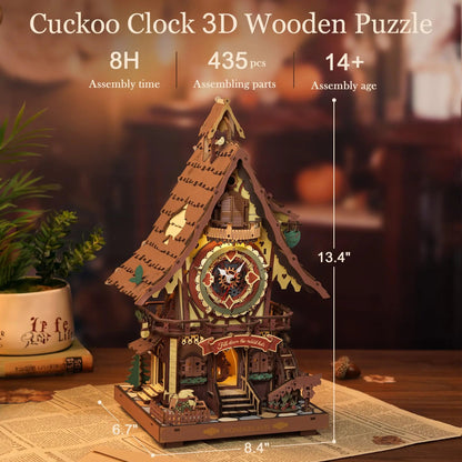 Robotime ROKR Cuckoo Clock Mechanical 3D Wooden Puzzle Christmas Cuckoo Clock Building Kit Holiday DIY Project for Teens Adults    Home Decor Supply | Online Retail | ShoreShopper.com