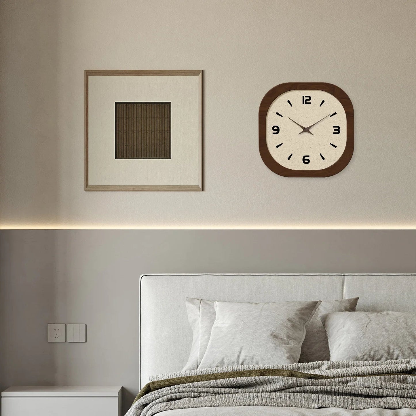 French-Style Retro Cream Crystal Porcelain Square-Shaped Simple Pattern Wooden Wall Clock for Living Room, Bedroom, Kitchen, Home Decoration, Silent Quartz Clock, Holiday Gift, 12 Inches, 14 Inches 16inch (Battery Not Include    Home Decor Supply | Online Retail | ShoreShopper.com