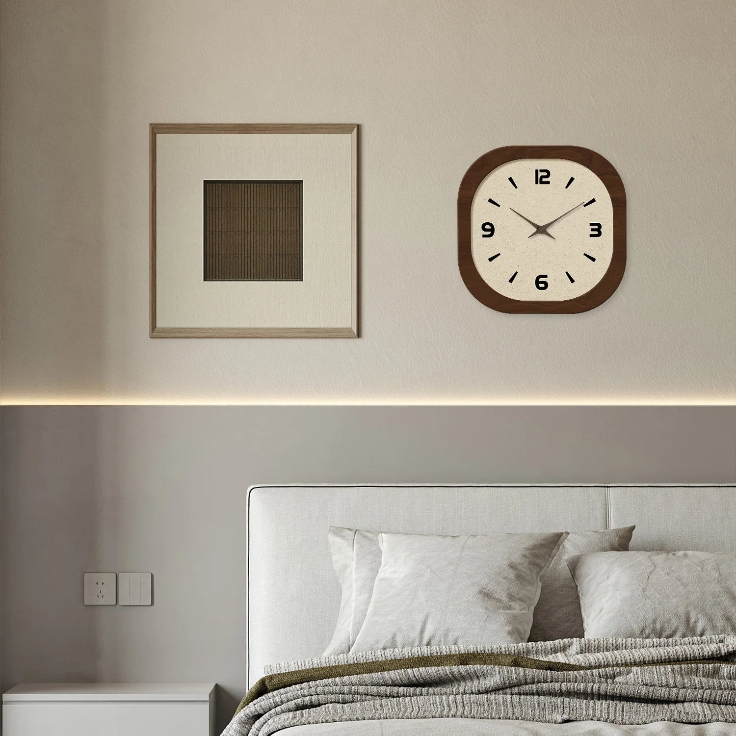 French-Style Retro Cream Crystal Porcelain Square-Shaped Simple Pattern Wooden Wall Clock for Living Room, Bedroom, Kitchen, Home Decoration, Silent Quartz Clock, Holiday Gift, 12 Inches, 14 Inches 16inch (Battery Not Include    Home Decor Supply | Online Retail | ShoreShopper.com