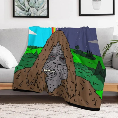 Sassy the Sasquatch Smoking Throw Blanket Decorative Throw Loose funny gift Thermals For Travel Blankets    Your Coastal Marketplace | Shoreshopper.com