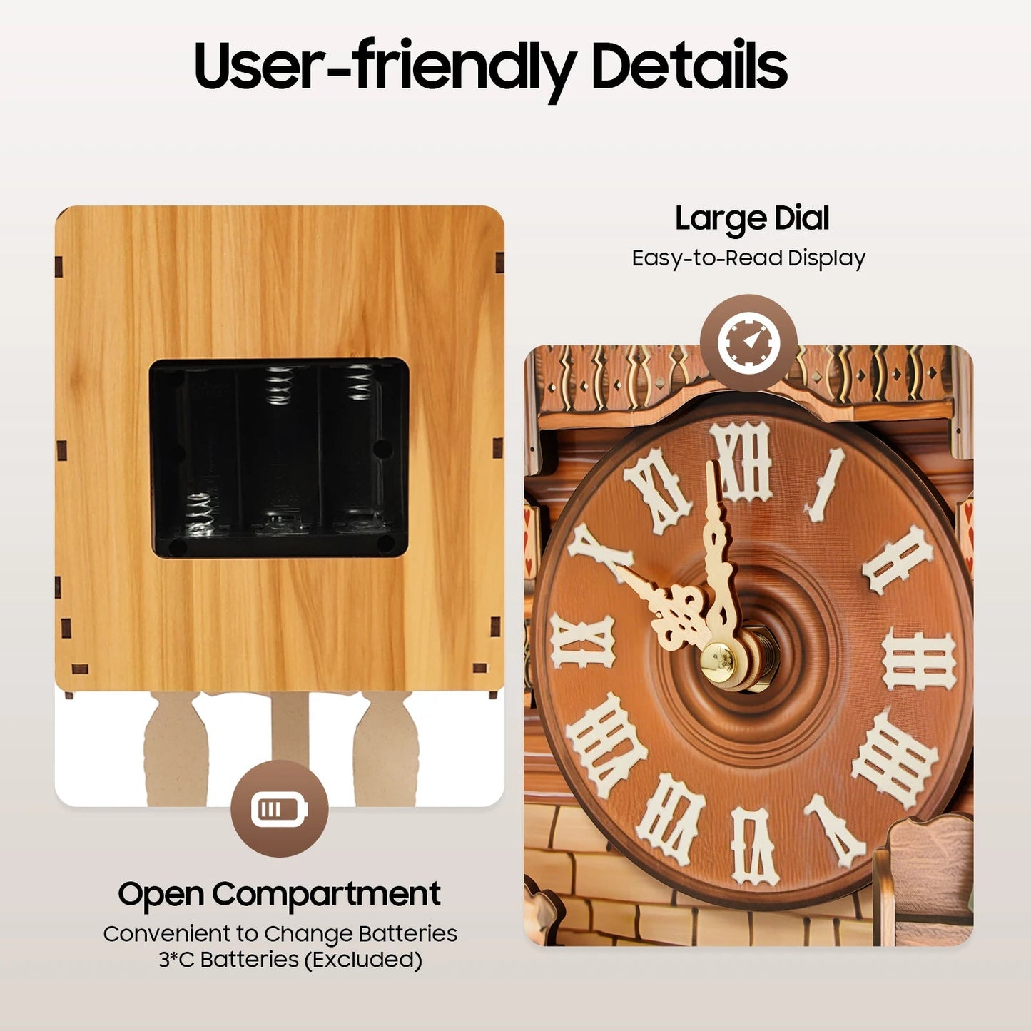 Wall Mount Clock Cuckoo Clock, Wood Cuckoo-Clock 7:00-21:00 Chime Time 25*10*50cm Pointers+Time Scales Display    Home Decor Supply | Online Retail | ShoreShopper.com