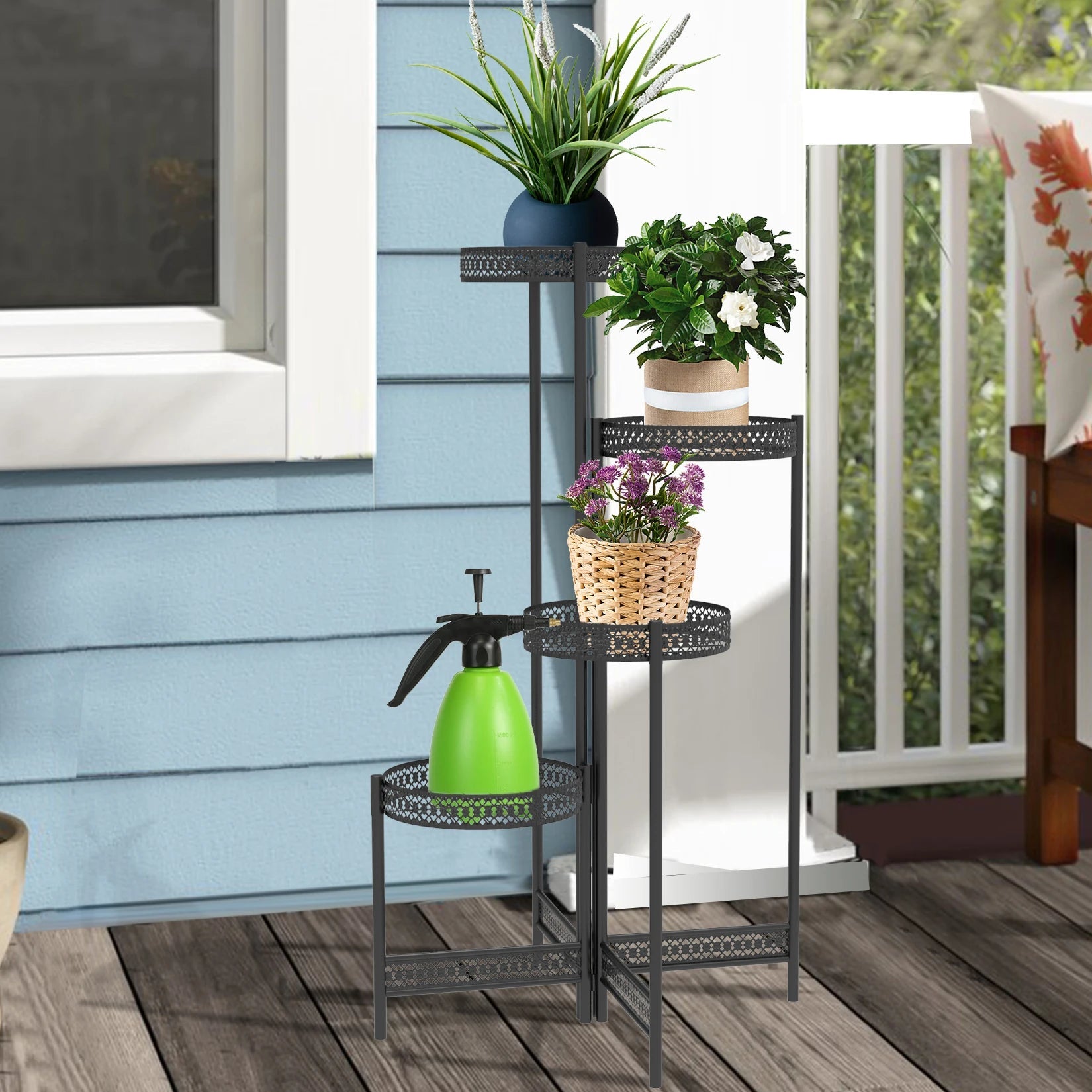 3/4 Tier Metal Plant Stand Indoor Black Tall Flower Pot Holder Display Rack Foldable for Patio Garden Living Room Corner Balcony    Home Decor Supply | Online Retail | ShoreShopper.com