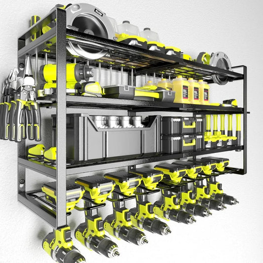 4 Layer Heavy Duty Metal Power Tool Storage Rack,Garage Tool Organizer and Storage with Screwdriver Holder Holder/Hammer Holder    Home Decor Supply | Online Retail | ShoreShopper.com