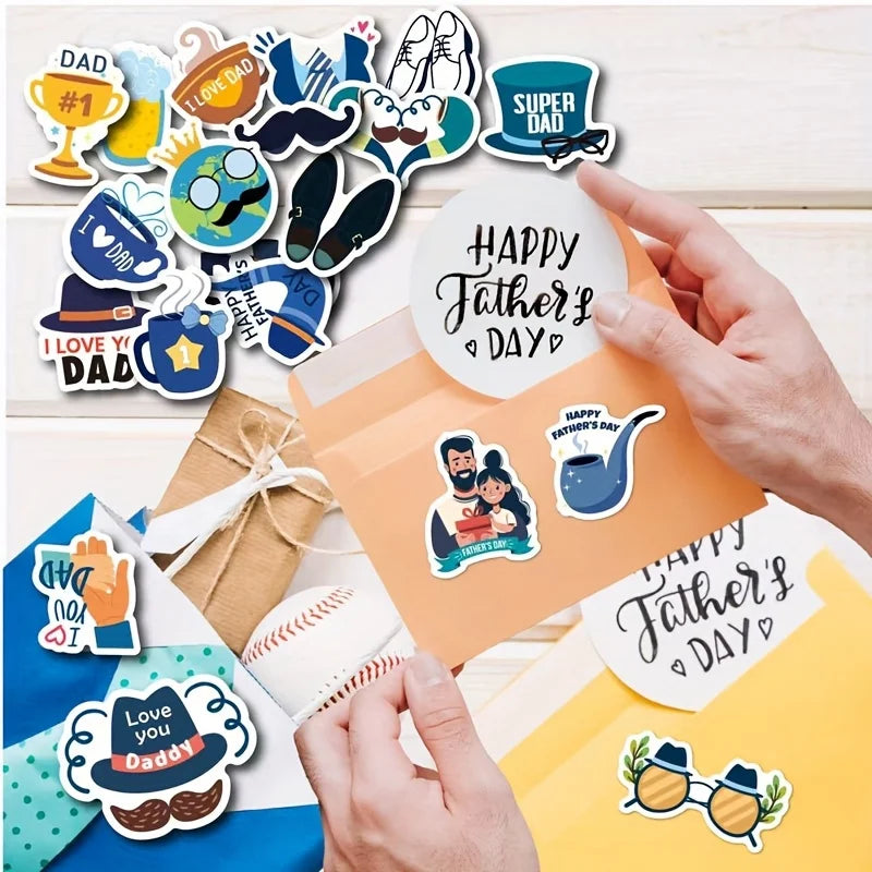 50Pcs Father's Day Stickers Cartoon Creative Waterproof Stickers for Dad Perfect for Decorating Journals for Your Dearest Father    Your Coastal Marketplace | Shoreshopper.com