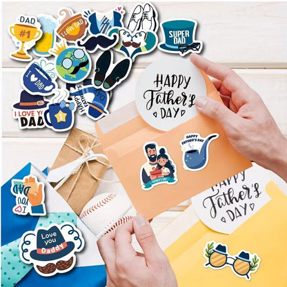 50Pcs Father's Day Stickers Cartoon Creative Waterproof Stickers for Dad Perfect for Decorating Journals for Your Dearest Father    Your Coastal Marketplace | Shoreshopper.com