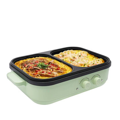 Electric Hot Pot With Grill Area Multi-purpose Hot Pot 2-In-1 Dual Temperature Control    Home Decor Supply | Online Retail | ShoreShopper.com