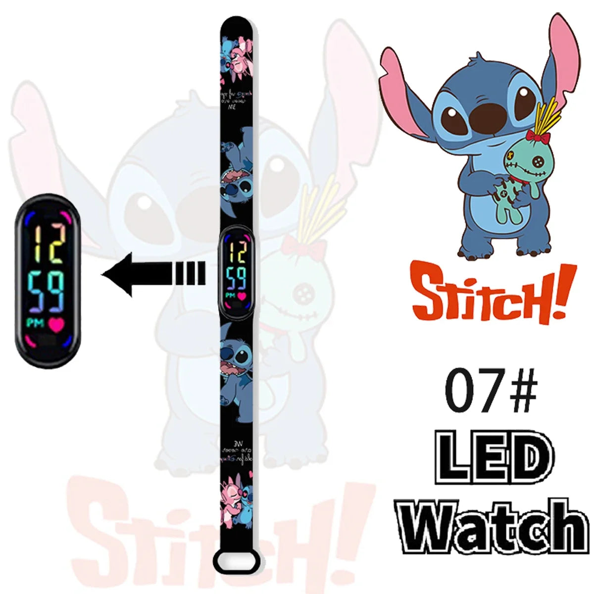 Disney Stitch Digital Kids' Watches Anime Figures LED Luminous Watch Touch Waterproof Electronic Sports Watch Kids Birthday Gift    Home Decor Supply | Online Retail | ShoreShopper.com