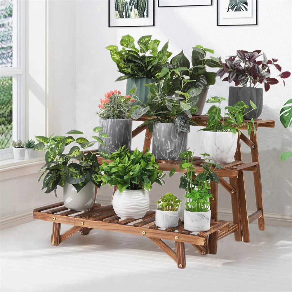 Large 3 Tier Step Plant Stand Wood Ladder Shelf Garden Display for Patio Indoor Outdoor Flower Pot Shelf    Home Decor Supply | Online Retail | ShoreShopper.com