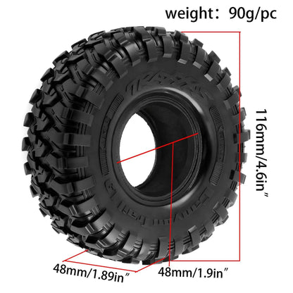RC 116MM 1.9" Rubber Rocks Tires for 1:10 RC Rock Crawler Axial SCX10