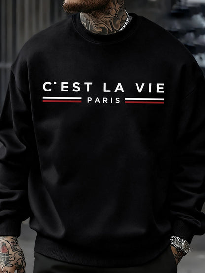 C'Est La Vie Paris Prints Man Sweatshirt Casual Loose Sportswear Hip Hop Fashion Pullovers Fleece Soft Clothing Crewneck Tops    Home Decor Supply | Online Retail | ShoreShopper.com