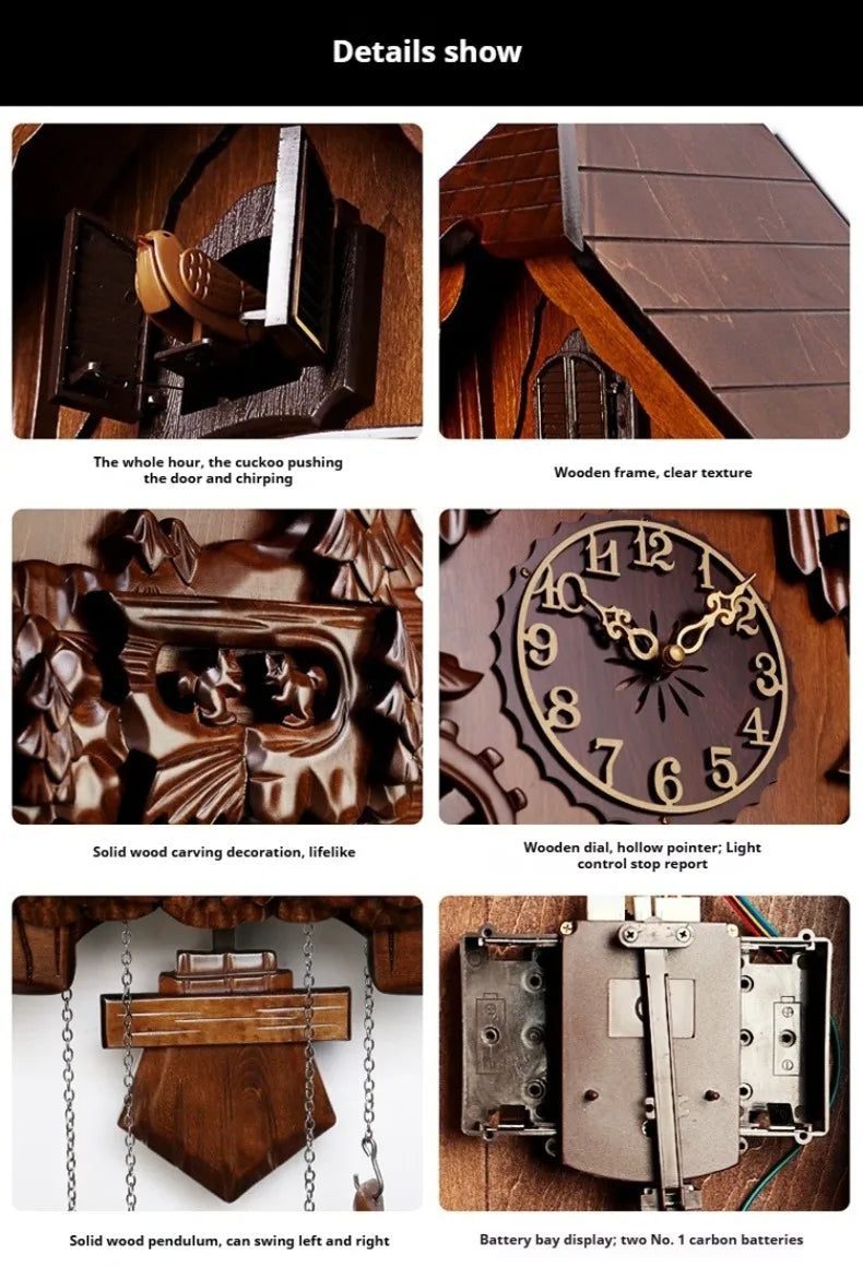 Antique Classic Solid Wood Hand-carved Cuckoo Wall Clock, Children's Music, Hour Announcement Swinging Creative Clock    Home Decor Supply | Online Retail | ShoreShopper.com
