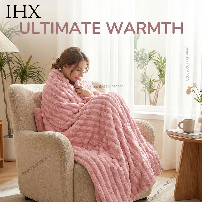 IHX Solid Color Imitation Rabbit Plush Milk Plush Thickened Thermal Leisure Home Blanket Office Nap Blanket, Custom Blanket Size    Your Coastal Marketplace | Shoreshopper.com
