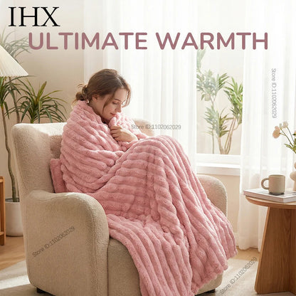 IHX Solid Color Imitation Rabbit Plush Milk Plush Thickened Thermal Leisure Home Blanket Office Nap Blanket, Custom Blanket Size    Your Coastal Marketplace | Shoreshopper.com