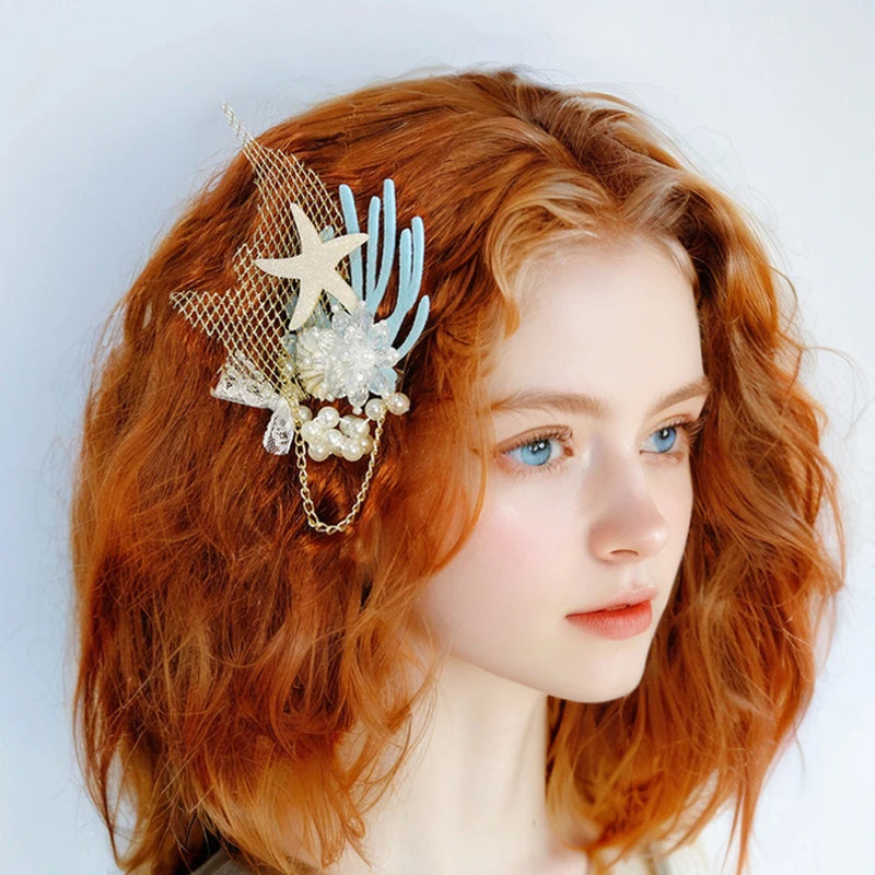 Mermaid Themed Hair Accessories, Artificial Crystal Shell, Starfish and Coral Decor, Perfect for Beachside & Party Decoration    Your Coastal Marketplace | Shoreshopper.com