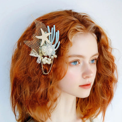 Mermaid Themed Hair Accessories, Artificial Crystal Shell, Starfish and Coral Decor, Perfect for Beachside & Party Decoration    Your Coastal Marketplace | Shoreshopper.com