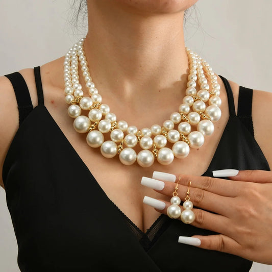 Bridal Wedding Jewelry Set New Fashion Multi layer Handmade Imitation Pearl Necklace and Earrings Women's Party Accessories    Home Decor Supply | Online Retail | ShoreShopper.com