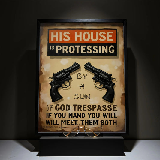 Rustic "His House is Choking by a Gun" Wall Art - Vintage Framed Wood Painting, Moisture-Proof Decor for Home & Gifts    Home Decor Supply | Online Retail | ShoreShopper.com
