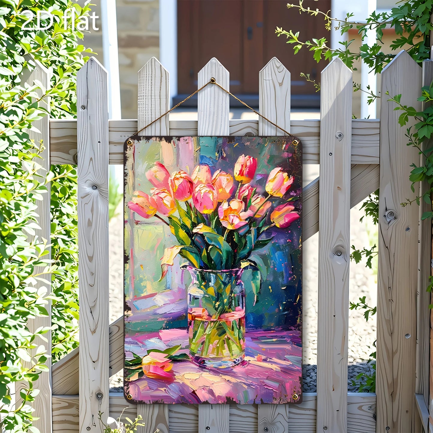 Vibrant Tulip Bouquet Metal Wall Art - 8x12 Inch 2D Design, Durable Iron Sign for Home, Garden & Office Decor    Home Decor Supply | Online Retail | ShoreShopper.com
