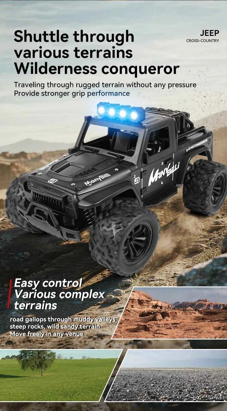 RC Off road Truck 1/16 4WD RTR Durable Beginner All Terrain RC Car High Speed 20Km/h Remote Control Monster Truck Adult Gift Toy