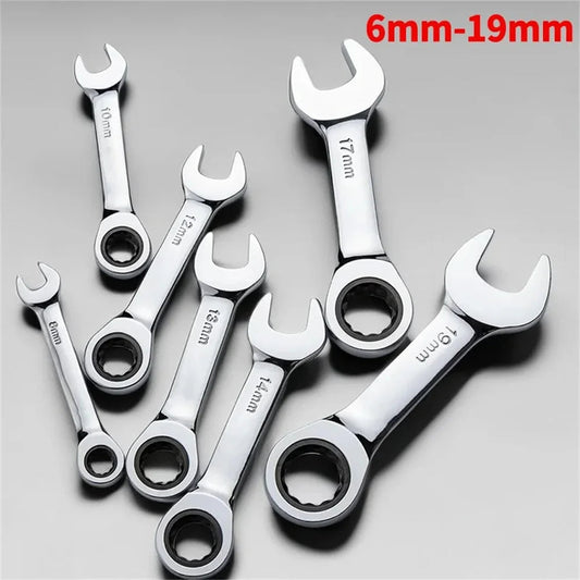 6-19mm Short Handle Quick Ratchet Wrench 72 Teeth Multi Functional Portable Short Dual-use Plum Blossom Small Wrench Hand Tools    Home Decor Supply | Online Retail | ShoreShopper.com