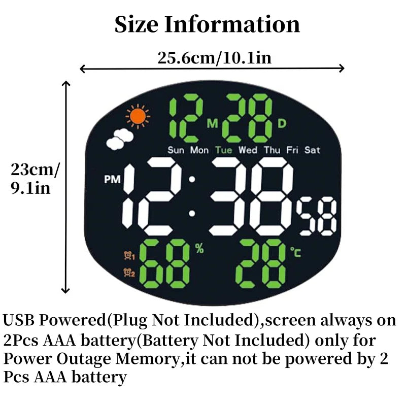 Large Digital Wall Clock Weather Station Forecast TEMP Humidity Date Week Night Mode Table Clock 2 Alarm 12/24H LED Alarm Clock    Home Decor Supply | Online Retail | ShoreShopper.com