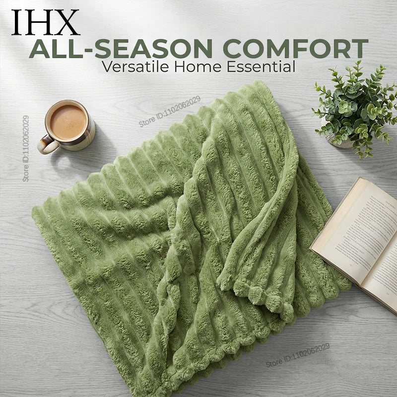 IHX Solid Color Imitation Rabbit Plush Milk Plush Thickened Thermal Leisure Home Blanket Office Nap Blanket, Custom Blanket Size    Your Coastal Marketplace | Shoreshopper.com