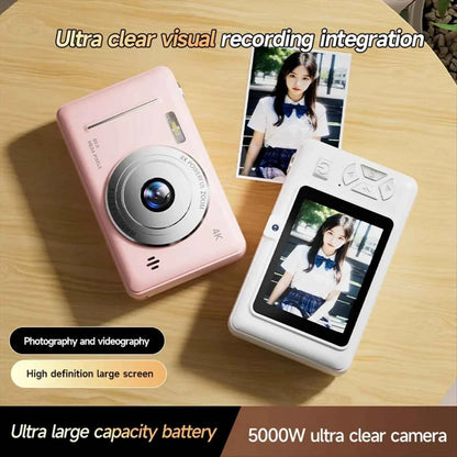 ABUQ NEW 4K Digital Camera Portable Retro CCD Camera Entry-Level Camera Dual Camera Flash 50 Million Pixels Auto Focus Camera,C