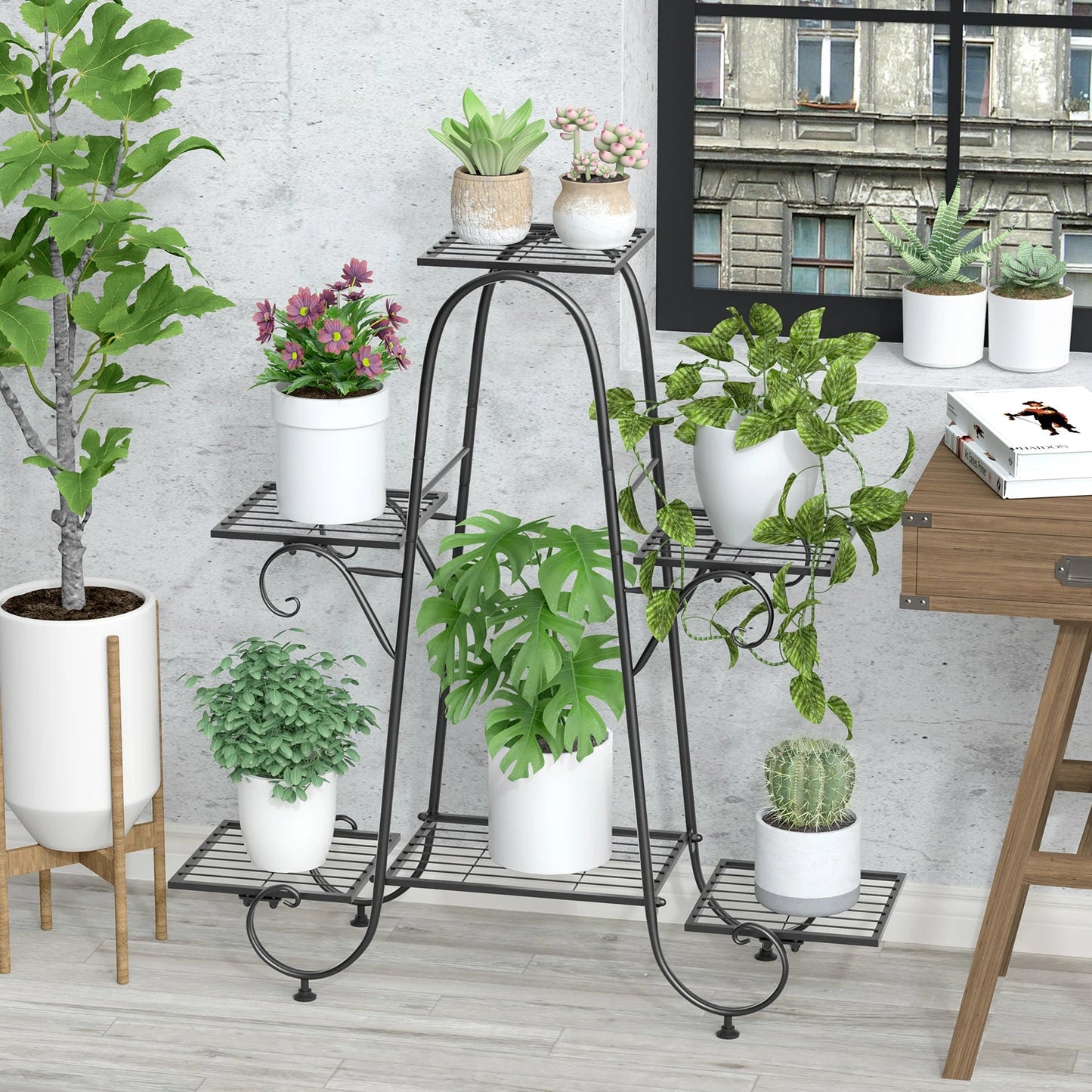 6 Tiers Metal Plant Stand Indoor Outdoor Flower Display Rack Holder    Home Decor Supply | Online Retail | ShoreShopper.com