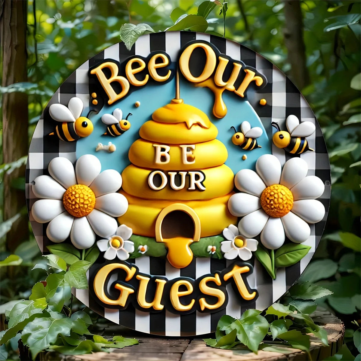 1pc 8x8 Inch Round Aluminum Metal Sign, Bee Wreath Wall Art, Summer Home Decor, Outdoor Indoor Door Decoration    Home Decor Supply | Online Retail | ShoreShopper.com