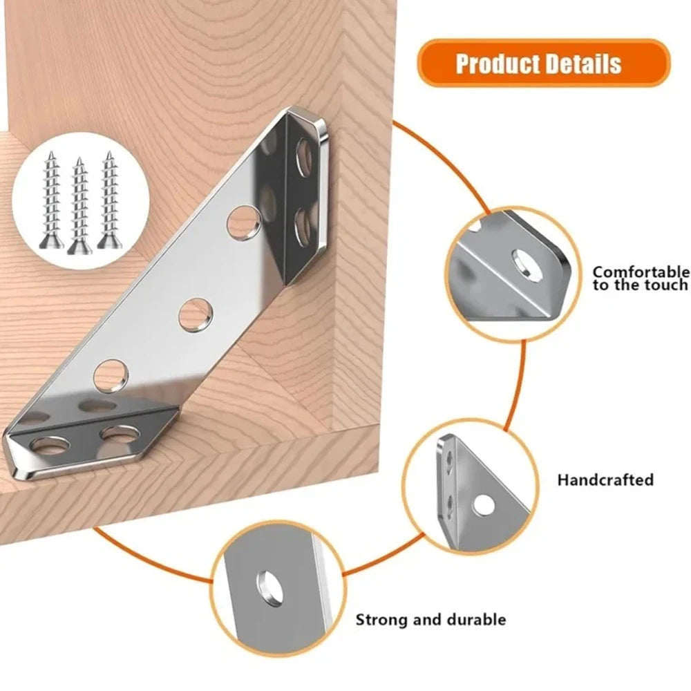 10/20/40/50pcs Thickened Stainless Steel Angle Code 90 Degrees Right Angle Fixed Bracket Furniture Connectors    Home Decor Supply | Online Retail | ShoreShopper.com