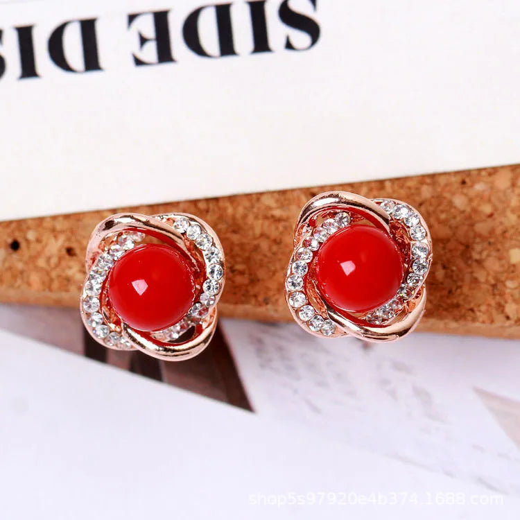 Upscale 14k Gold Jewelry Real Gold  Earrings Zircon Pearl Twist Luxury Stud Earrings for Women Brincos Pendientes Bijoux    Home Decor Supply | Online Retail | ShoreShopper.com