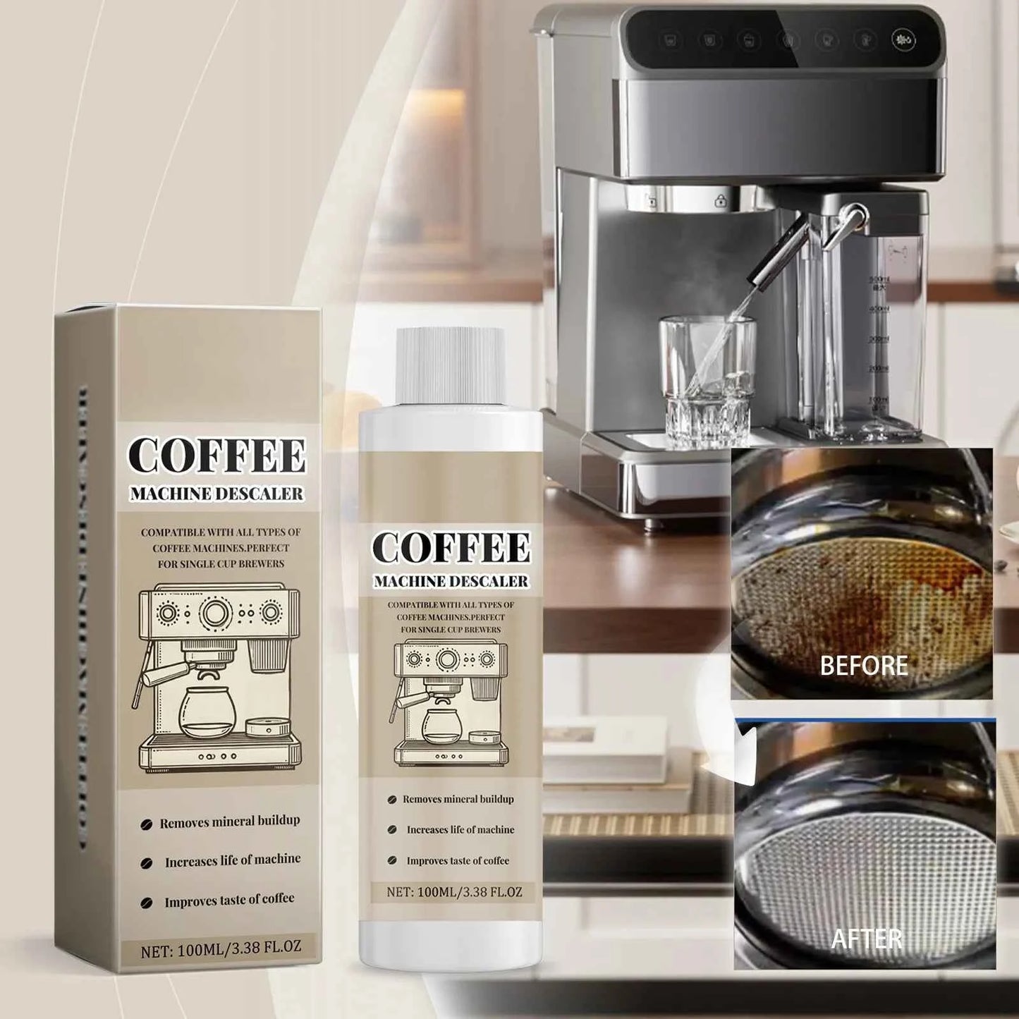 Coffee Machine Cleaning Solution Descaling Agent Get Cleaning All-Purpose Cleaner Kitchen Accessories 1 Bottle 100ml