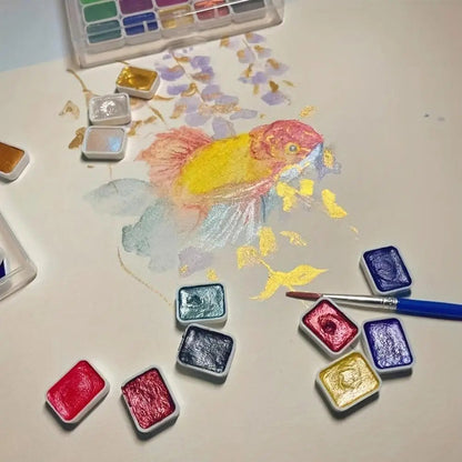 20 Colors Pearlescent Solid Watercolor Painting Set Portable Box Shiny Metal Painting Art Supplies Pigment Palette Drawing Tools    Home Decor Supply | Online Retail | ShoreShopper.com