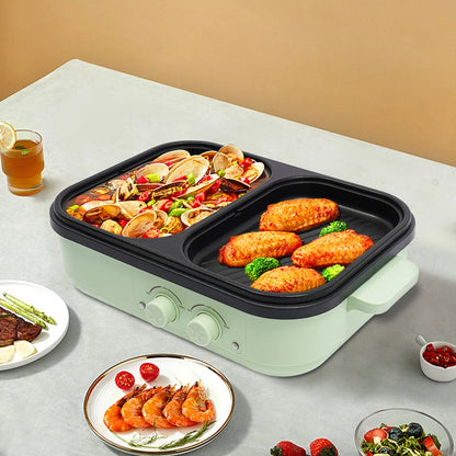 Electric Hot Pot With Grill Area Multi-purpose Hot Pot 2-In-1 Dual Temperature Control    Home Decor Supply | Online Retail | ShoreShopper.com
