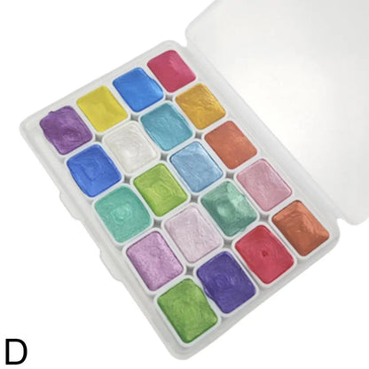 20 Colors Pearlescent Solid Watercolor Painting Set Portable Box Shiny Metal Painting Art Supplies Pigment Palette Drawing Tools    Home Decor Supply | Online Retail | ShoreShopper.com