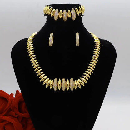 Dubai Vintage Jewelry Sets For Women Luxury Design Shiny Zircon Gold Plated Necklace Earring Bangle Wedding Party Accessories    Home Decor Supply | Online Retail | ShoreShopper.com