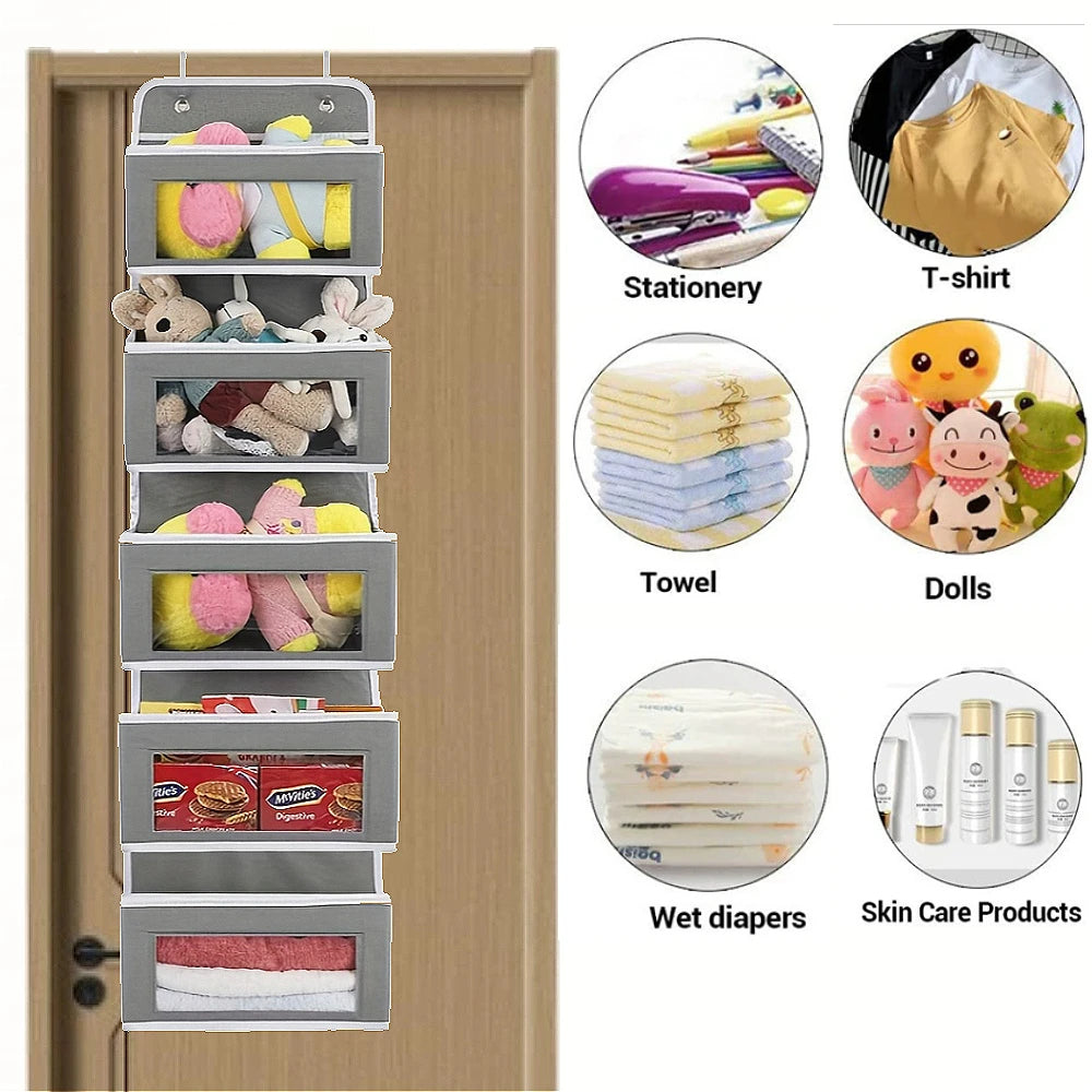 5-Shelf Hanging Storage Organizer - Behind Door, Anti-Tilt, 5 Large Capacity Pockets, Suitable for Bedroom, Bathroom    Home Decor Supply | Online Retail | ShoreShopper.com