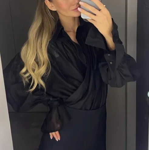 Women's Shirt Long Sleeve Turn-down Collar Sexy See-through Loose Button Women Shirts Beach Style Simple Solid Color Casual Tops    Your Coastal Marketplace | Shoreshopper.com