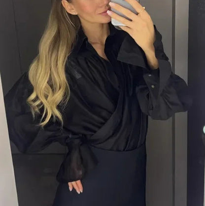Women's Shirt Long Sleeve Turn-down Collar Sexy See-through Loose Button Women Shirts Beach Style Simple Solid Color Casual Tops    Your Coastal Marketplace | Shoreshopper.com