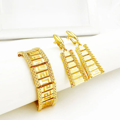 Dubai Jewelry Set Women Luxury Design High-end Gold Plated Necklace Bangle Earring Ring Daily Wear Accessory Ideal Gift    Home Decor Supply | Online Retail | ShoreShopper.com