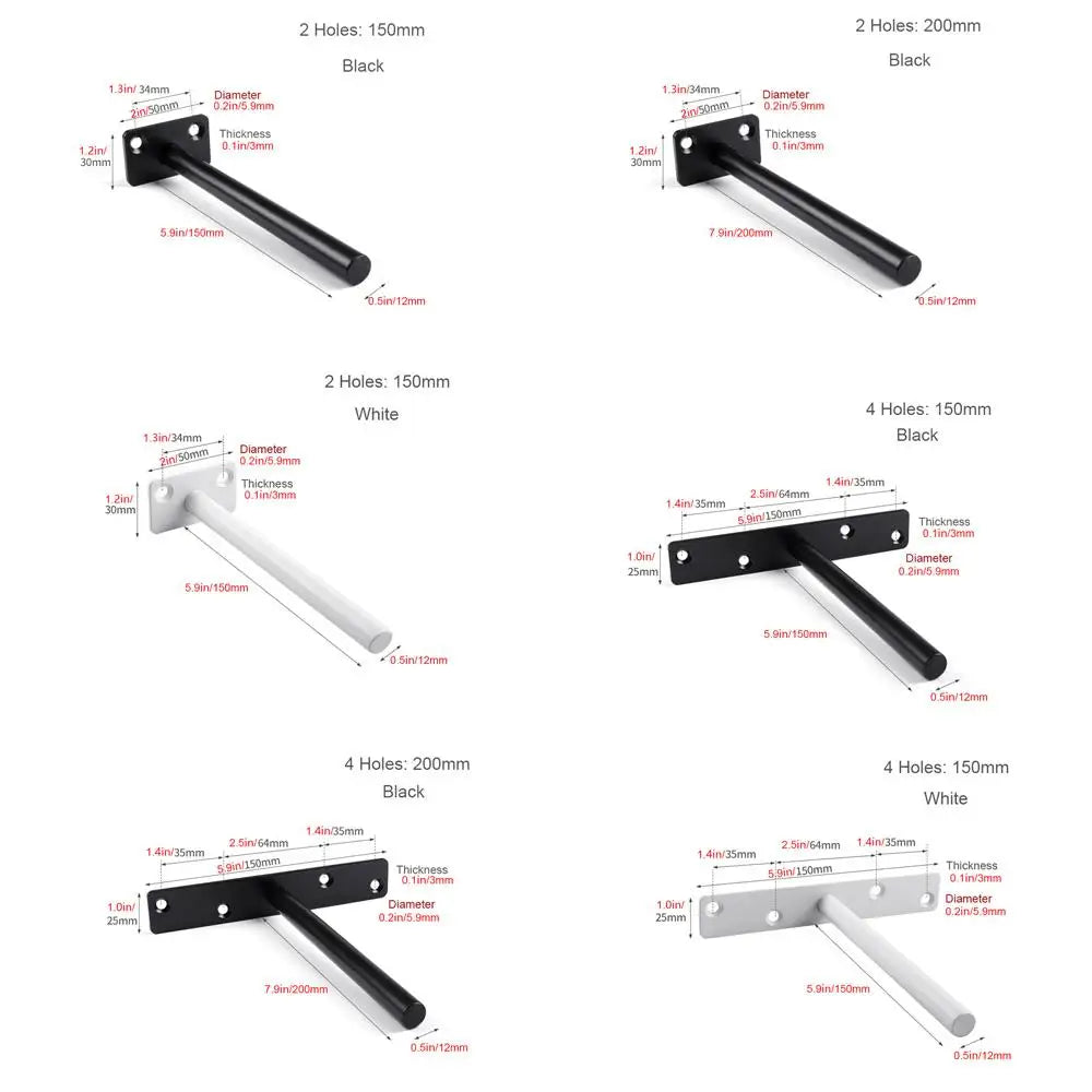 T Shape Concealed Shelf Brackets Floating  Wall Shelf Supports Screw Mounting Plate Multi sizes Metal Brackets    Home Decor Supply | Online Retail | ShoreShopper.com