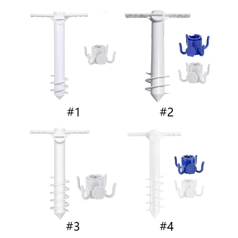 Beach Umbrella Stand And Holder with Spiral Ground Anchor Plug Outdoor Travel Accessory with Hook Inserts for Beach Equipment    Your Coastal Marketplace | Shoreshopper.com