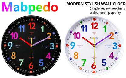 Early Education Wall Clock Colorful Number Kids Learning Time for School Classroom Bedrooms Silent Analog Clock 8/10/12 Inch    Home Decor Supply | Online Retail | ShoreShopper.com