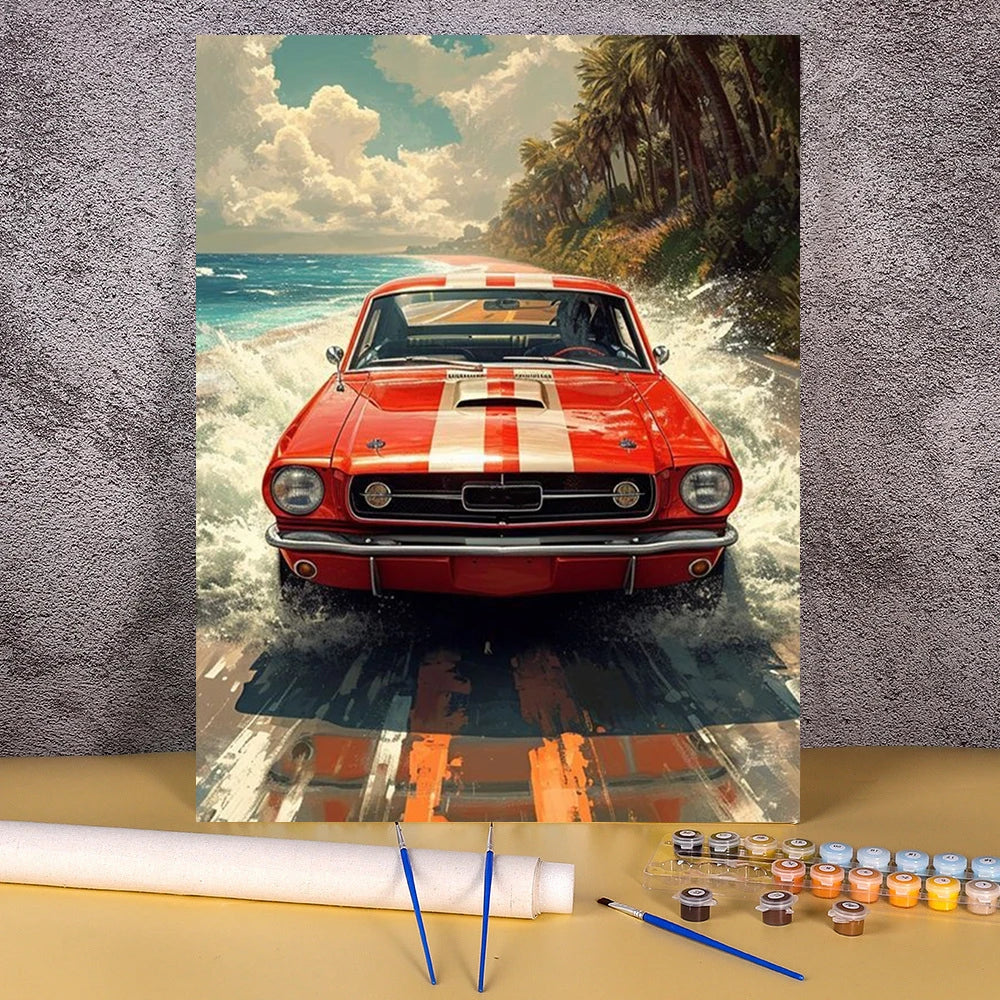 Acrylic Paint By Numbers Red Sports Car  Painting By Numbers On Canvas Coloring By Number For Adults Paint Digital Art    Home Decor Supply | Online Retail | ShoreShopper.com