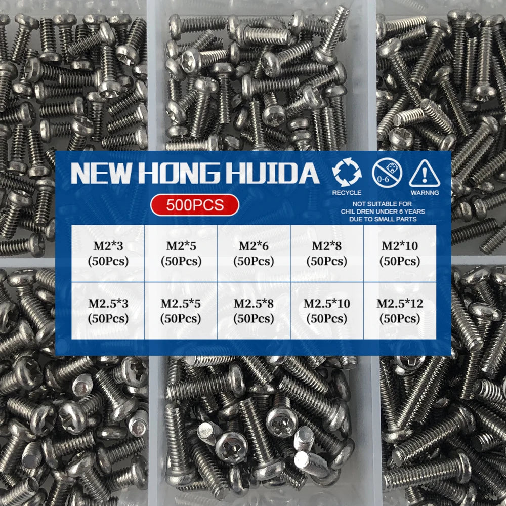 M1 M1.2 M1.4 M1.6 M2.5 M3 304 Stainless Steel Round Head Cross Small Screw Set Metric Thread Machine Bolt Assortment Kit Set    Home Decor Supply | Online Retail | ShoreShopper.com