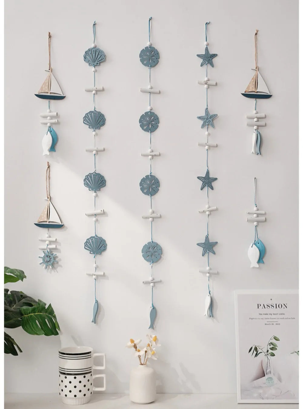 Wall Hanging Hand Made Mediterranean Starfish Hung Fish Nautical Decor Hang Wood Marine Pendant for Home Decoration קישוטי קיר    Your Coastal Marketplace | Shoreshopper.com