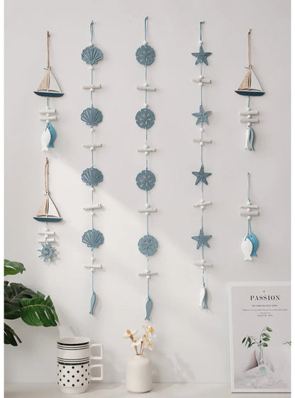 Wall Hanging Hand Made Mediterranean Starfish Hung Fish Nautical Decor Hang Wood Marine Pendant for Home Decoration קישוטי קיר    Your Coastal Marketplace | Shoreshopper.com
