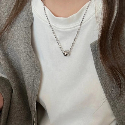 Personality Design Silver Color Stainless Steel Beaded Ball Pendant Necklace for Women Double Layer Hip Hop Rock Chokers Jewelry    Home Decor Supply | Online Retail | ShoreShopper.com